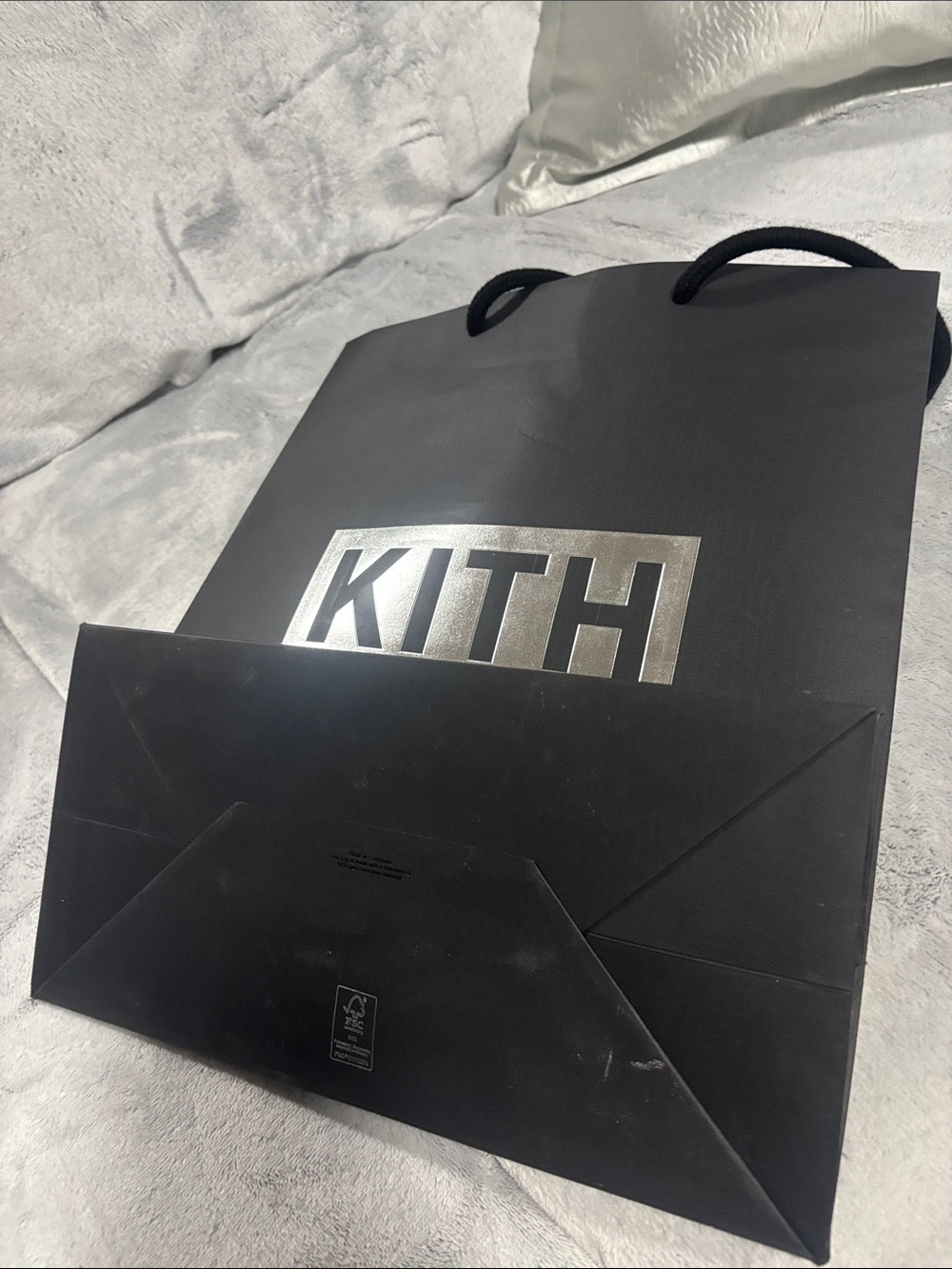 Kith Black Paper Gift Bag with Silver Logo